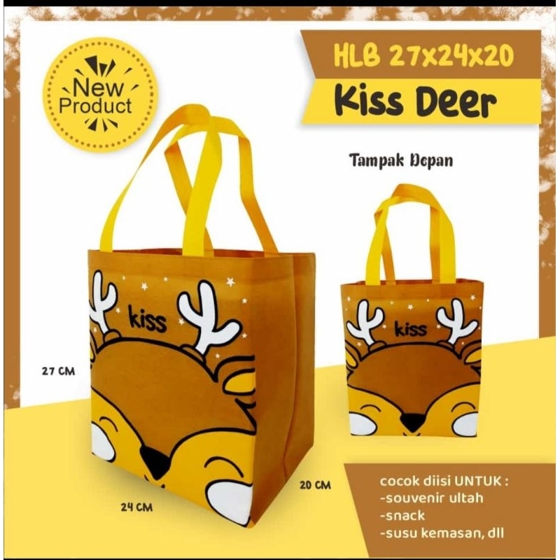 

Tas spunbond/kain/goodiebag/souvenir/hampers ulang tahun anak - Kiss deer