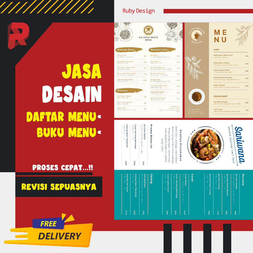 Desain Buku Menu | Daftar Menu Warung, Cafe, Resto
