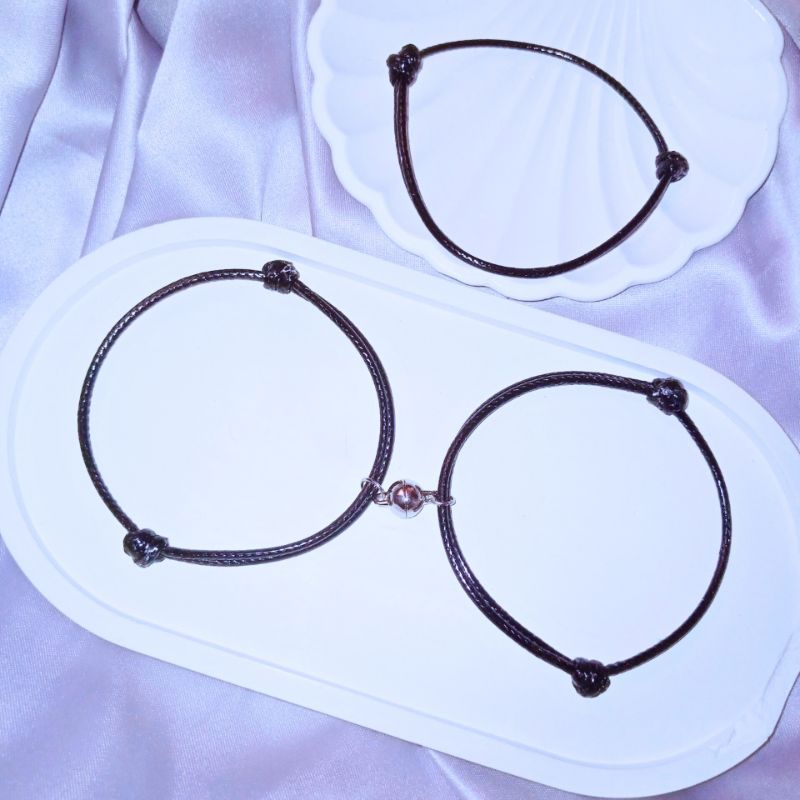 ( diolyn.id ) GELANG HITAM POLOS | satuan & couple magnet | Gelang tali wax cord Korea | Gelang coup