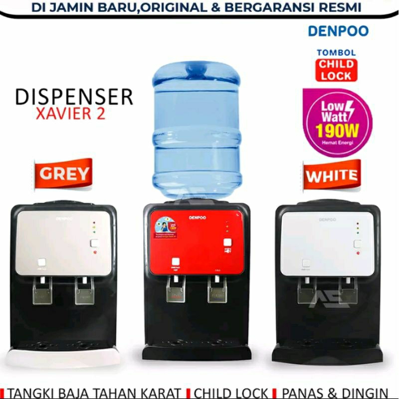 Denpoo Dispenser Air Galon Atas XAVIER II Panas & Normal Low watt 190 watt