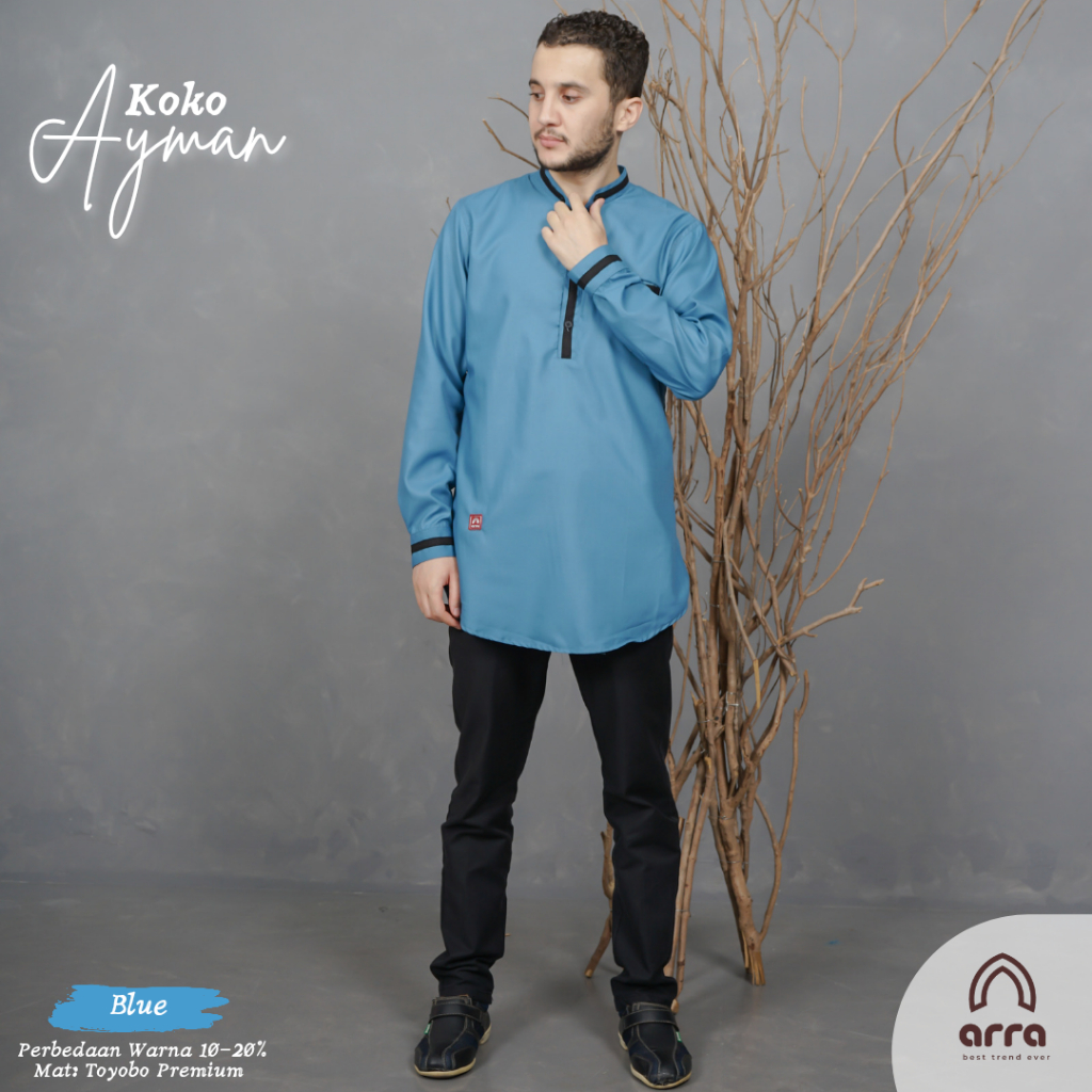 Arra Ayman Series Baju Koko Kurta Pakistan Pria Dewasa Lengan Panjang Jumbo