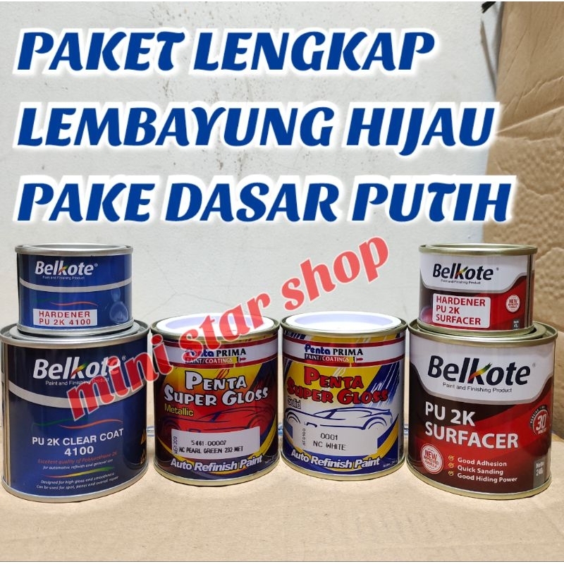 PAKET LENGKAP CAT PENTA SUPER GLOSS LEMBAYUNG HIJAU CAT DUCO ,CAT MOBIL,MOTOR