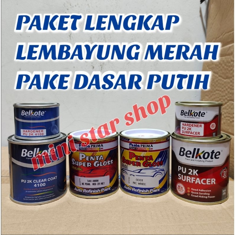 PAKET LENGKAP CAT PENTA SUPER GLOSS LEMBAYUNG MERAH CAT DUCO ,CAT MOBIL,MOTOR