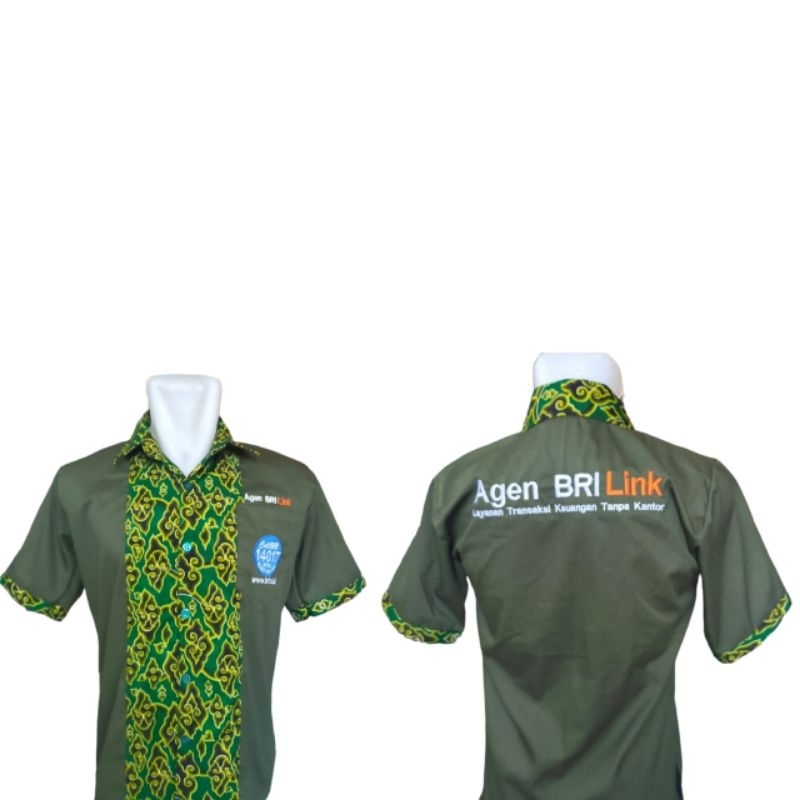 Seragam Agen brilink Batik Army Kemeja Agen BRILink Army Batik