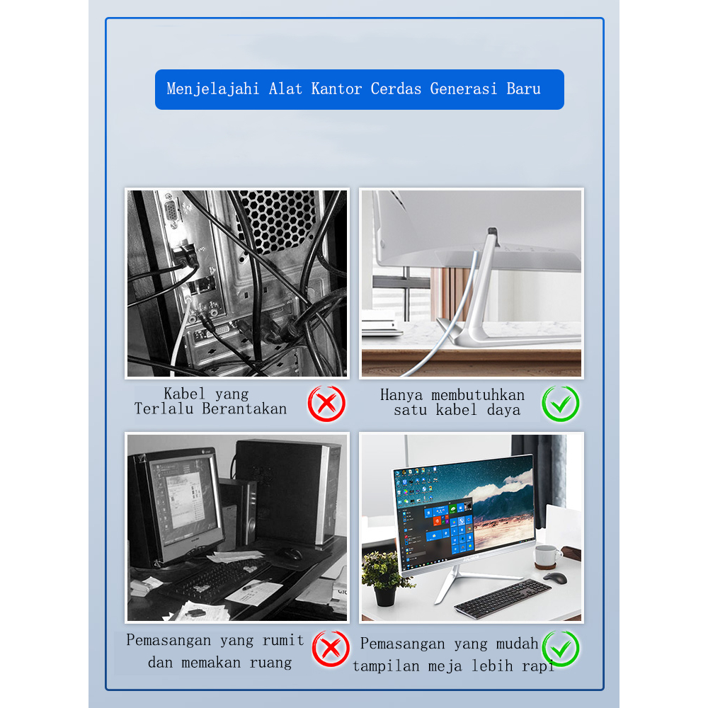 Komputer All-in-One Baru dengan Prosesor Intel Core i3 Generasi Ke-8, Memori 16GB, SSD 1TB, Layar 22/24/27 Inci, Gratis Keyboard dan Mouse - Siap Pakai, Garansi 1 Tahun-4