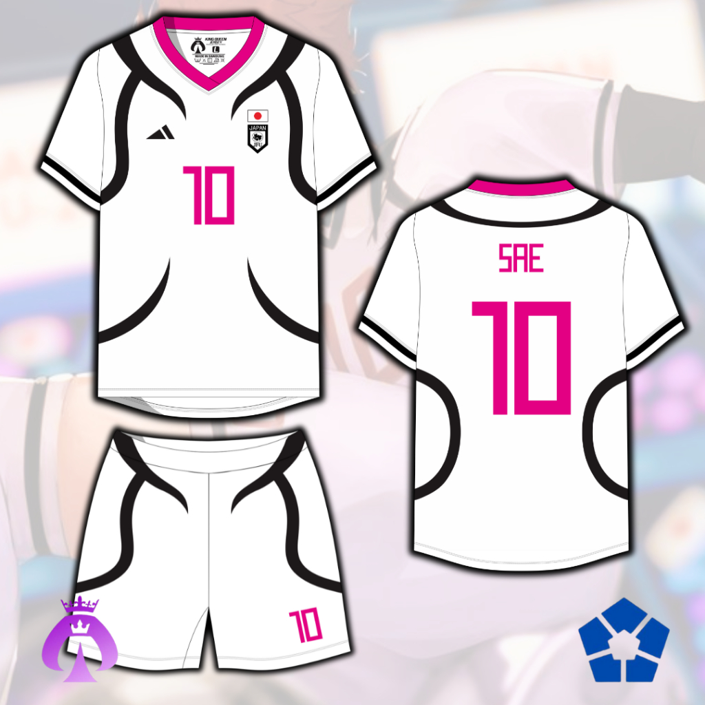 KQ Jersey futsal bola Blue Lock Tim U20 Warna Putih Fullprint Dewasa Anak Custom Nama dan No Punggun