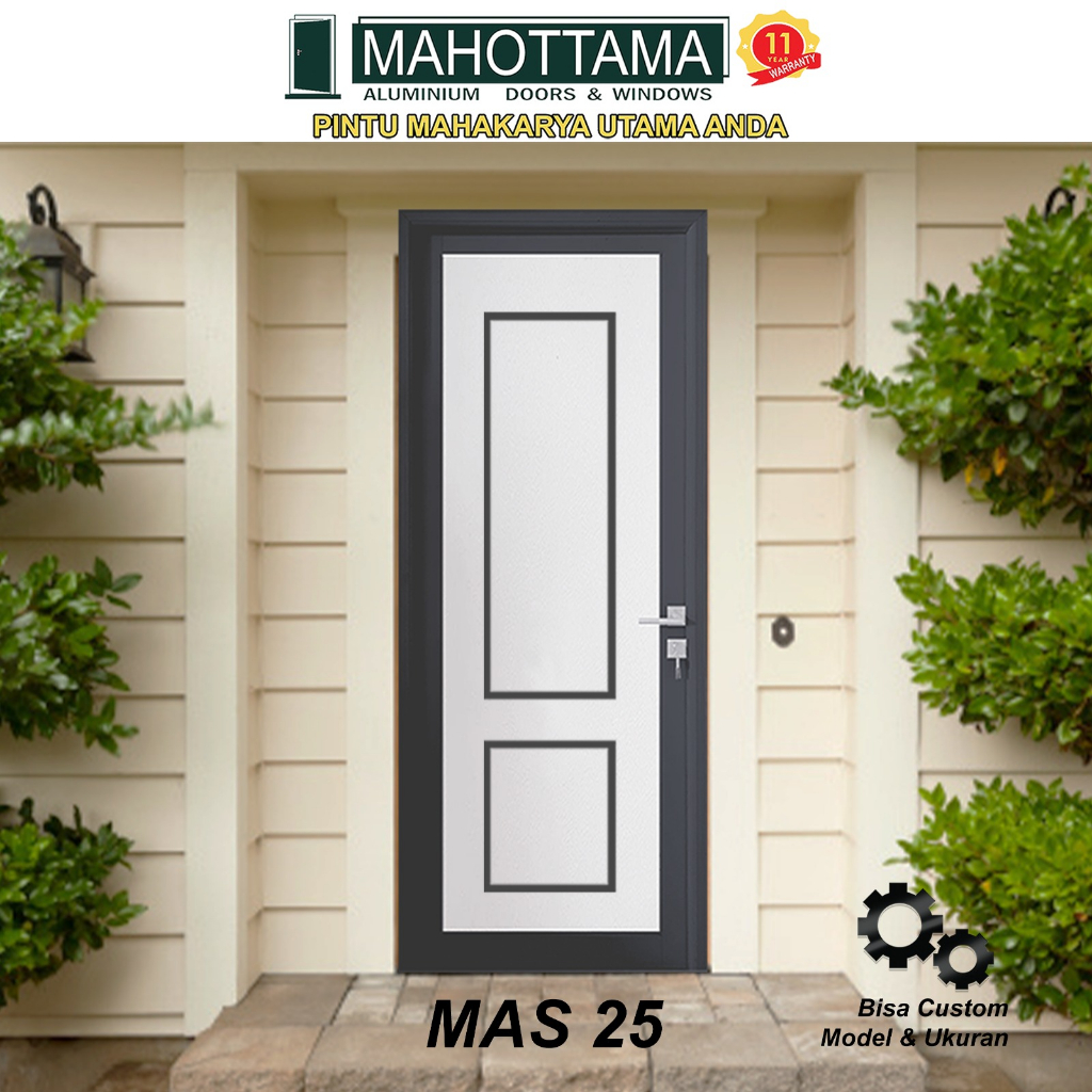 MAHOTTAMA - Pintu Kamar Tidur Utama / Kamar Mandi Aluminium 90 x 215cm Rumah 1 Set Kusen Kunci Handl