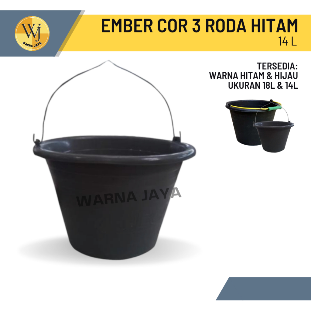 Ember Plastik Cor Tiga Roda Hitam 14L / Ember Cor