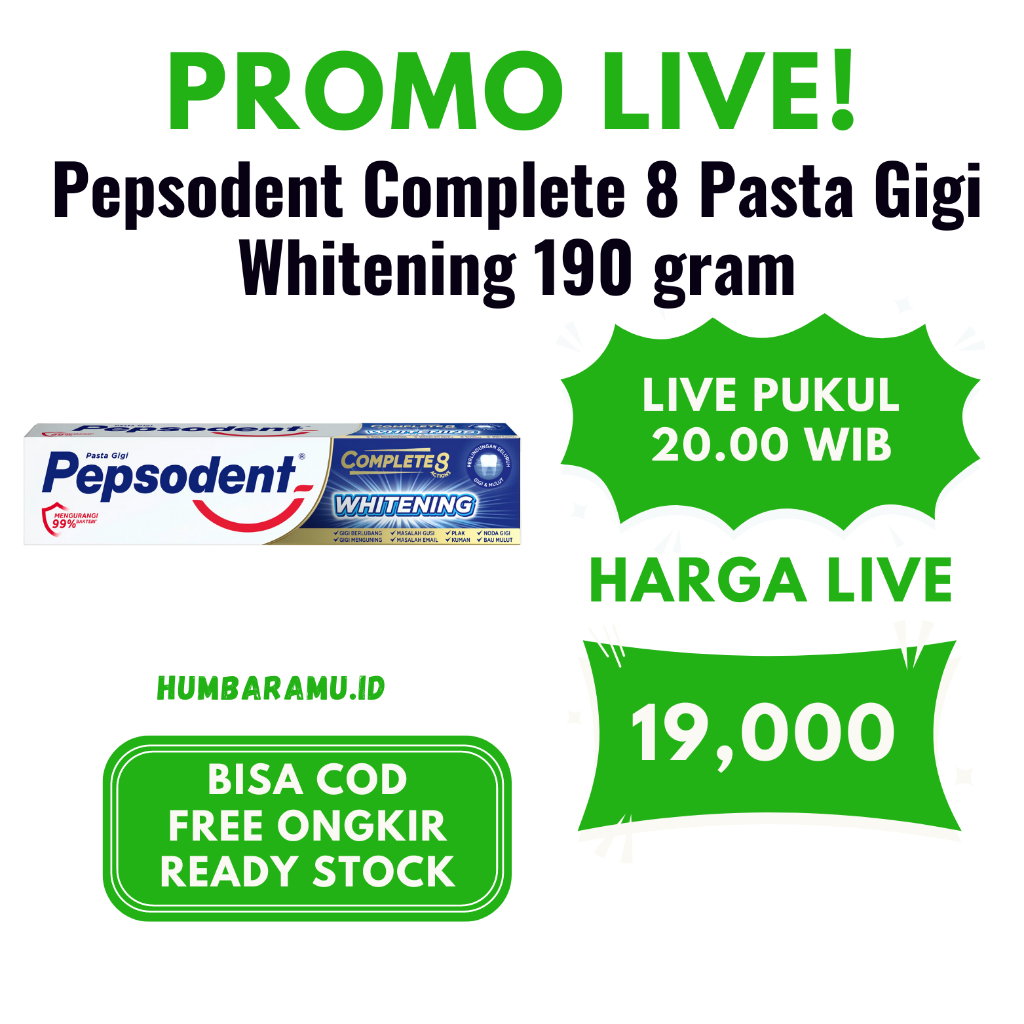 Pepsodent Complete 8 Pasta Gigi Whitening 190 gram