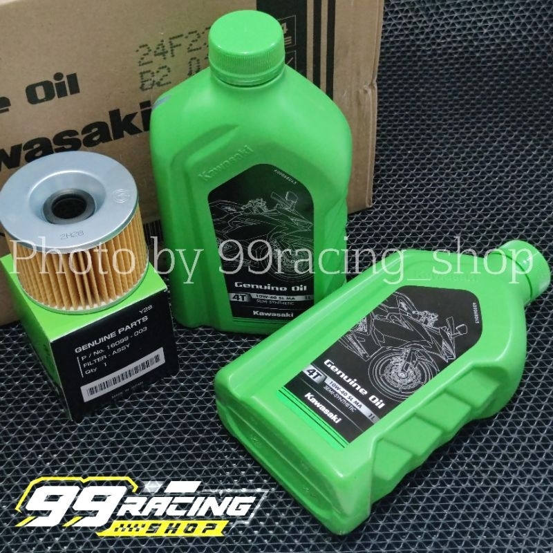 Paket Ganti Oli Mesin Kawasaki 10w40 2x1 L + Filter Oli Ninja 250R Old Karburator Karbu