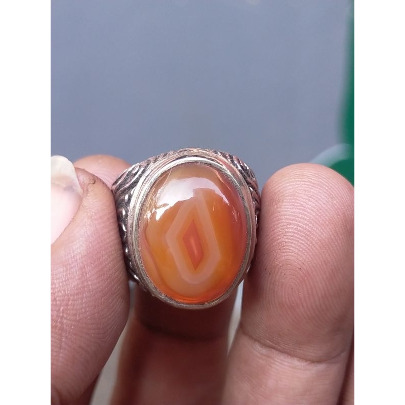 cincin batu akik natural akik sulaiman motif kantong semar