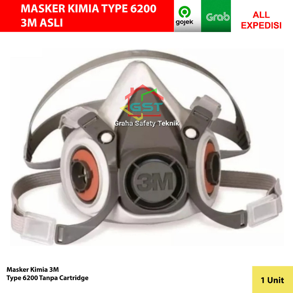 3M masker kimia 6200 ASLI / gas respirator 3M 6200