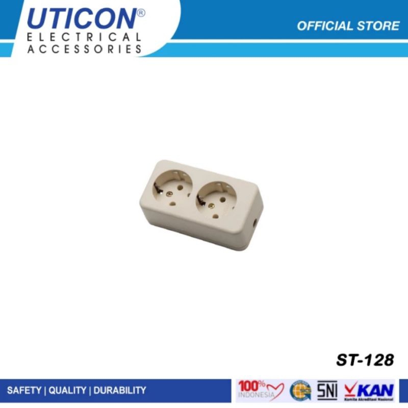 UTICON STOP KONTAK 2 LUBANG / UTICON ST 128 / STOP KONTAK BAGUS 2 LUBANG
