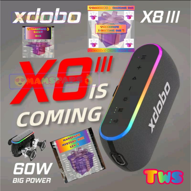 XDOBO X8 III 60W BIG POWER TWS MODE SPEAKER BLUETOOH DEEP BASS IPX7 WATERPROOF