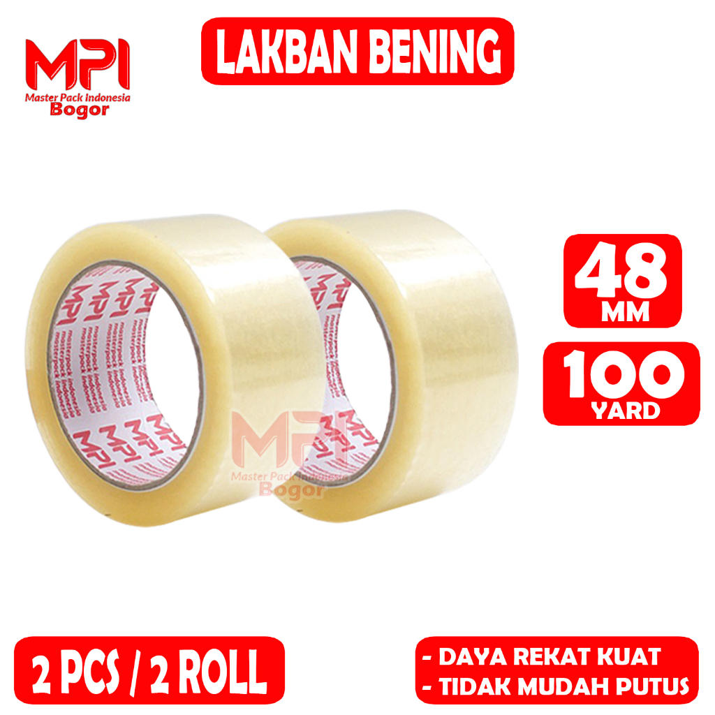 

2 PCS - Lakban Bening MPI 48 mm x 100 yard / Lakban Packing - Master Pack Indonesia