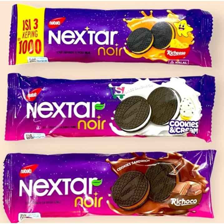 

Nabati Nextar Noir Richoco / Richeese /Cookies Cream Sandwich 21 Gram 1 pack Isi 10pcs