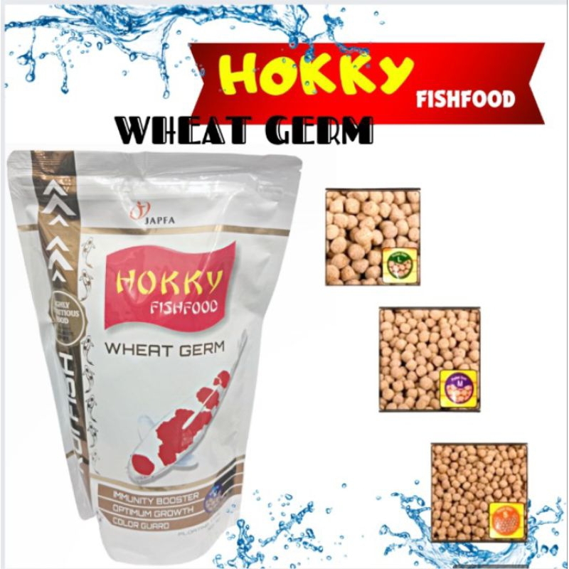 Makanan Ikan Koi HOKKY FISH FOOD WHEAT GERM Size Small Medium Large 1KG