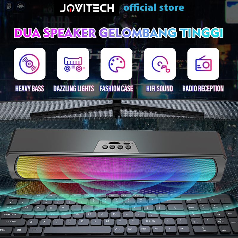 Jovitech Speaker  Bluetooth  Soundbar 5 Colors LED Light Computer TV Phone TF Multifunction USB char