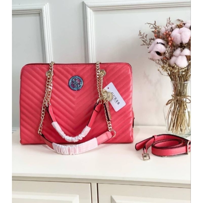 [Bisa COD] Ready Tas Guess Blakely Satchel Coral