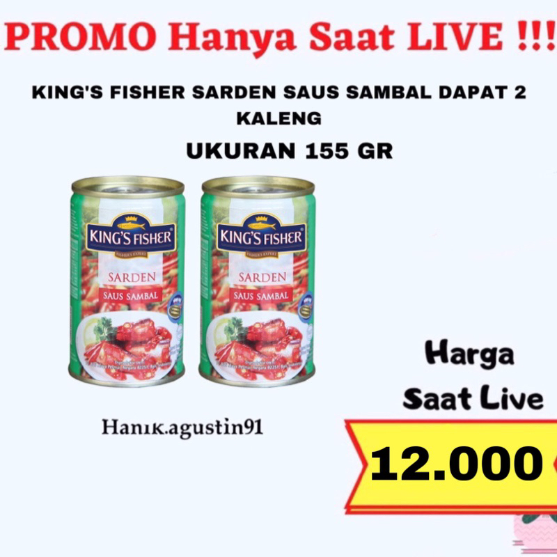 

King's Fisher Sarden mini saus sambal Makanan Kaleng 155 gr 2PCS