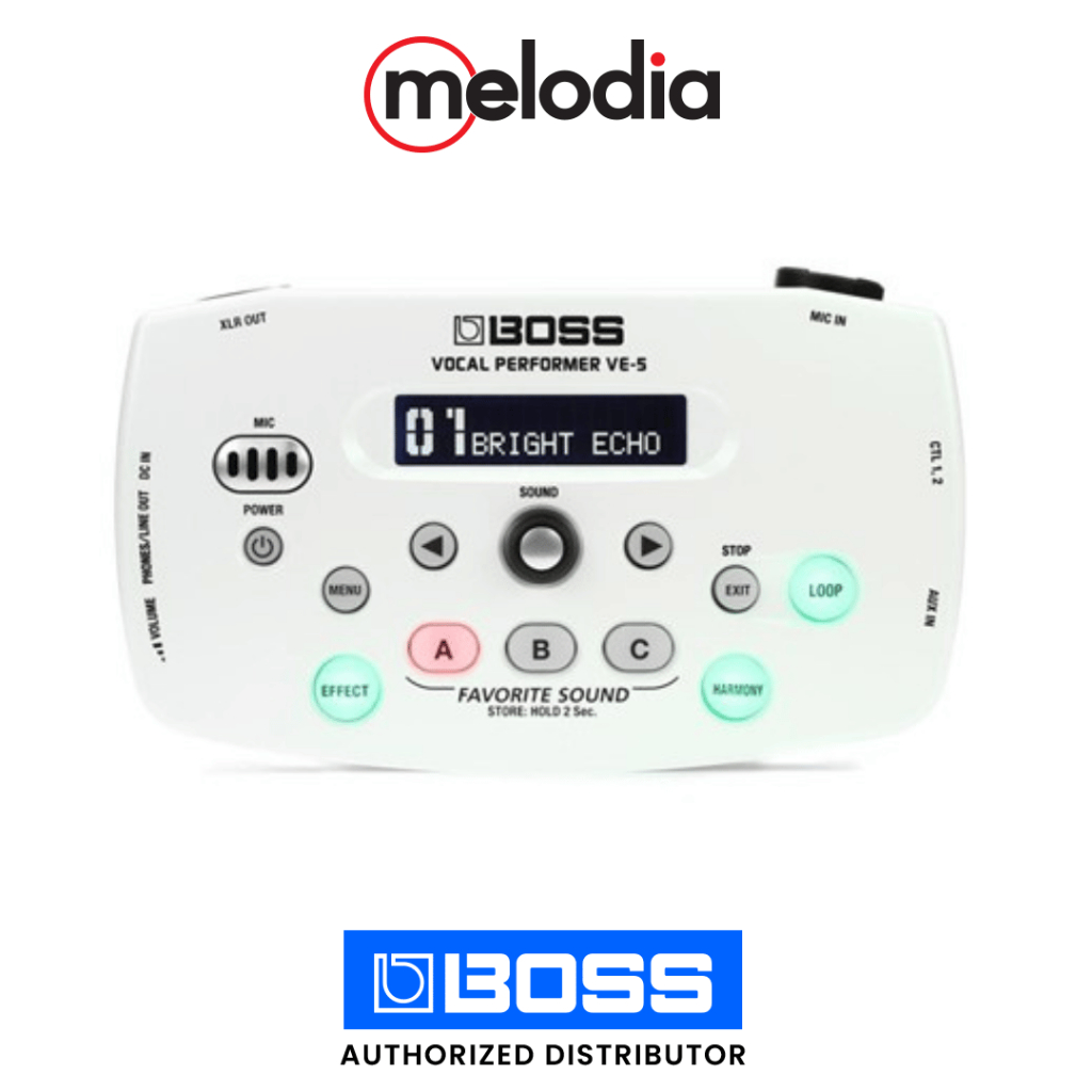 Boss VE-5 Vocal Performer - White Pedal Vocal Efek