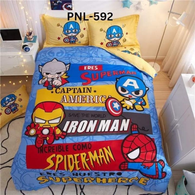 LIA SPREI ANAK PANEL MOTIF IRON MAN SUPERHERO KATUN JEPANG ASLI IMPOR