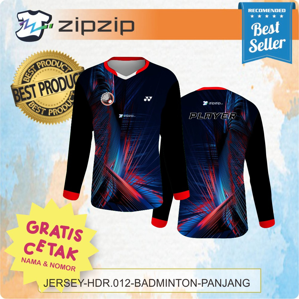 Kaos Baju Jersey Badminton Lengan Panjang HDR 012 Jersey Premium Jumbo