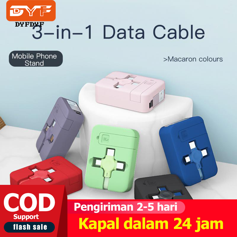 Kabel Pengisian Daya 3 IN 1 Charger Micro USB Tipe-C Fast Charging