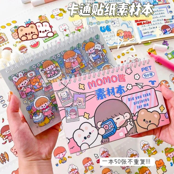 

STIKER BUKU SPIRAL WASHI KARAKTER 2D MOMO / NONO KOREAN CUTE AESTHETIC STICKER BOOK VIRAL