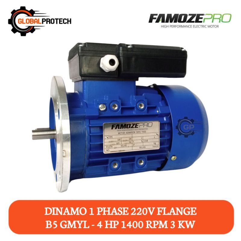 Dinamo Penggerak 4 HP 1400 RPM 1 Phase Tipe GMYL Famoze Pro B5 Flange Vertical Electric Motor 3 KW P