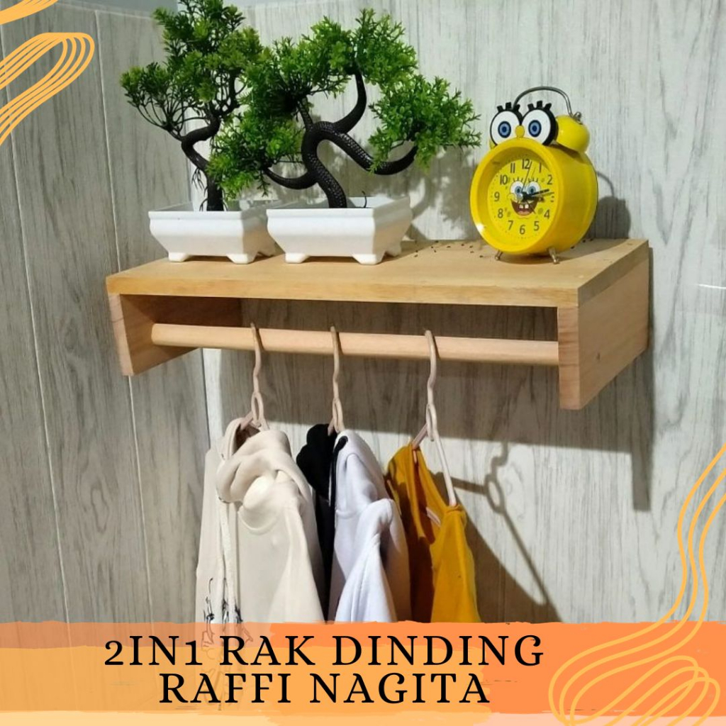 PROMO TERBARU  RAK 2IN1 RAFFI NAGITA / GANTUNGAN BAJU DINDING / RAK DINDING ESTETIK / RAK DINDING SE