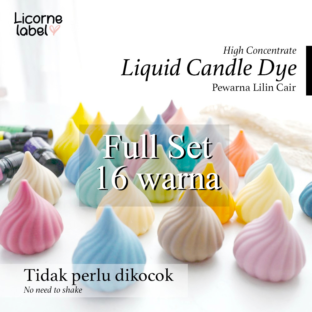 Full set 16 warna Import Liquid Candle Dye - Pewarna Lilin Cair - Pewarna Resin - Oil Base Aromaterapi - Hijau Biru Pink Merah Kuning Hitam