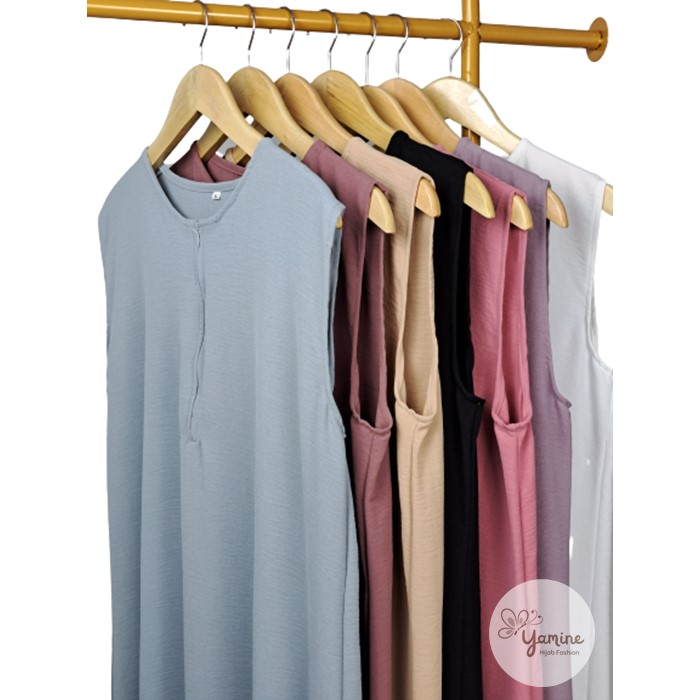 Inner Dress Tanpa Lengan Dres Wanita Remaja Kekinian Polos Terbaru Bahan Crinkle Airflow Ukuran M L 
