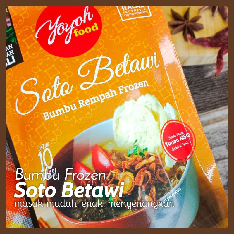 

Yoyoh Food Bumbu Basah Frozen Soto Betawi 130gr untuk 1kg daging