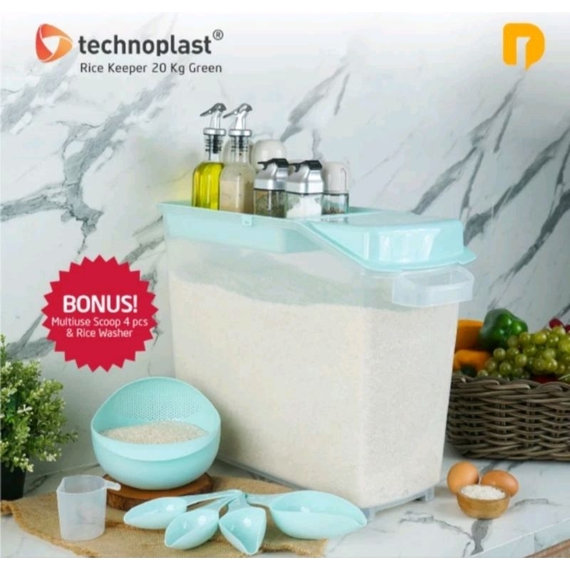 Tempat beras 20kg Technolast Rice Keeper tempat penyimpanan beras