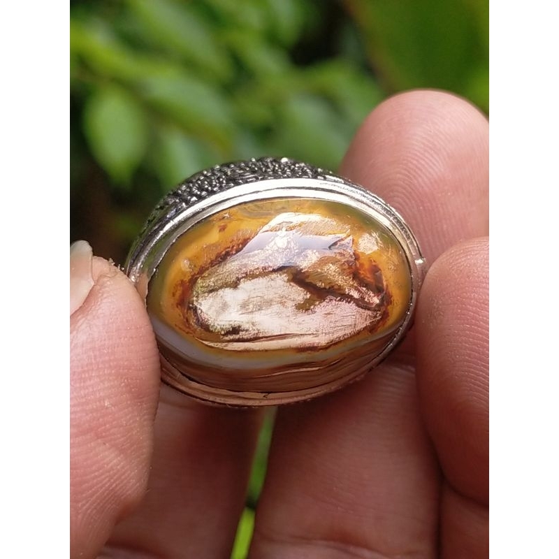 cincin batu akik natural akik motif unik
