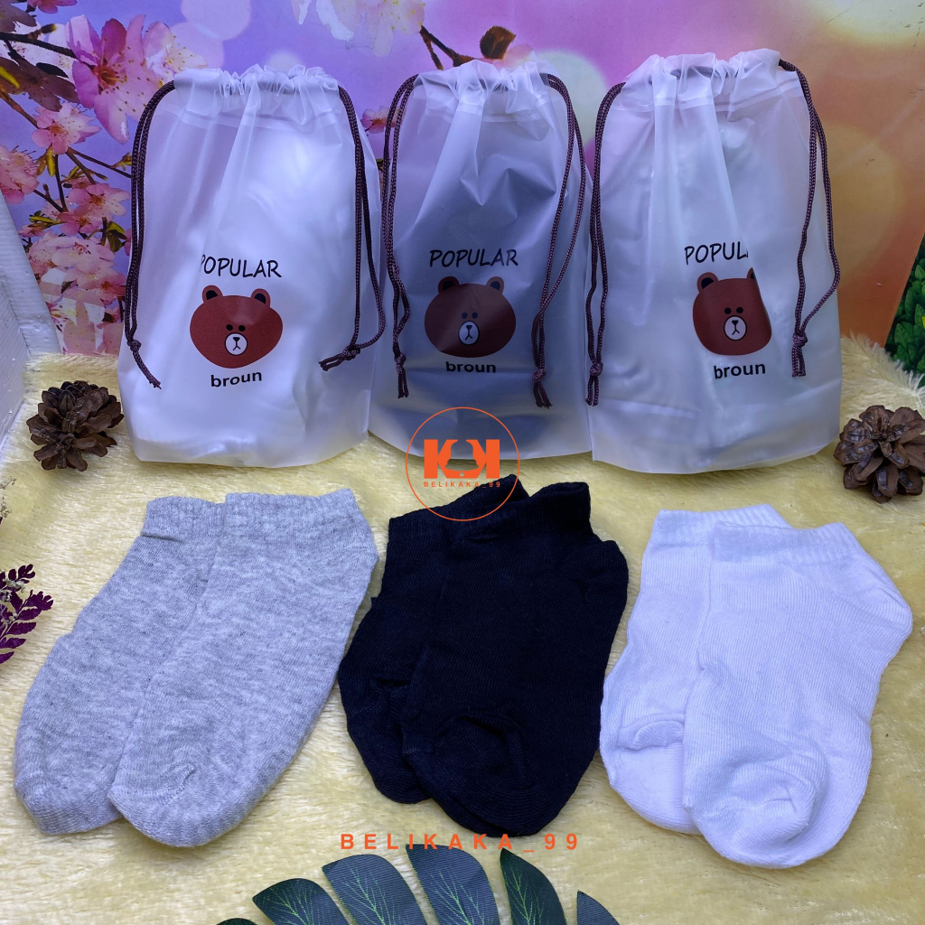 (5 PASANG + POUCH) KAOS KAKI ANKLE SEMATA KAKI POLOS WARNA PUTIH HITAM ABU DAN MIX / KAOS KAKI PENDEK / KAOS KAKI POLOS / KAOS KAKI PENDEK WANITA / KAOS KAKI HITAM / KAOS KAKI FREE POUCH / KAOS KAKI ISI 5 PASANG / KAOS KAKI CEWEK