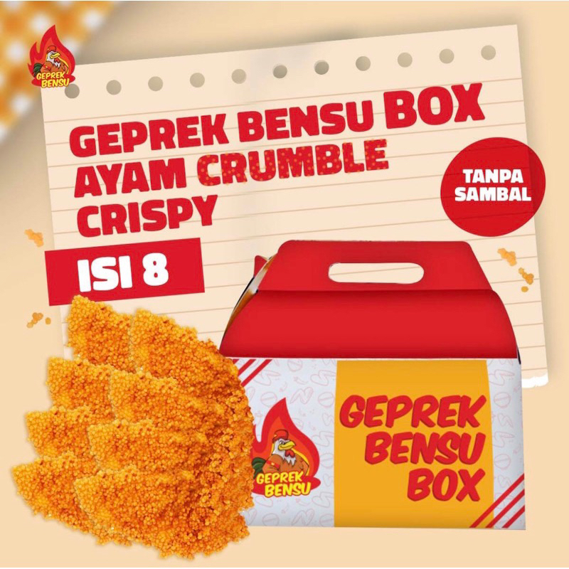 

8 Pcs Ayam Crumble Geprek Bensu FREE 2 SACHET SAMBAL