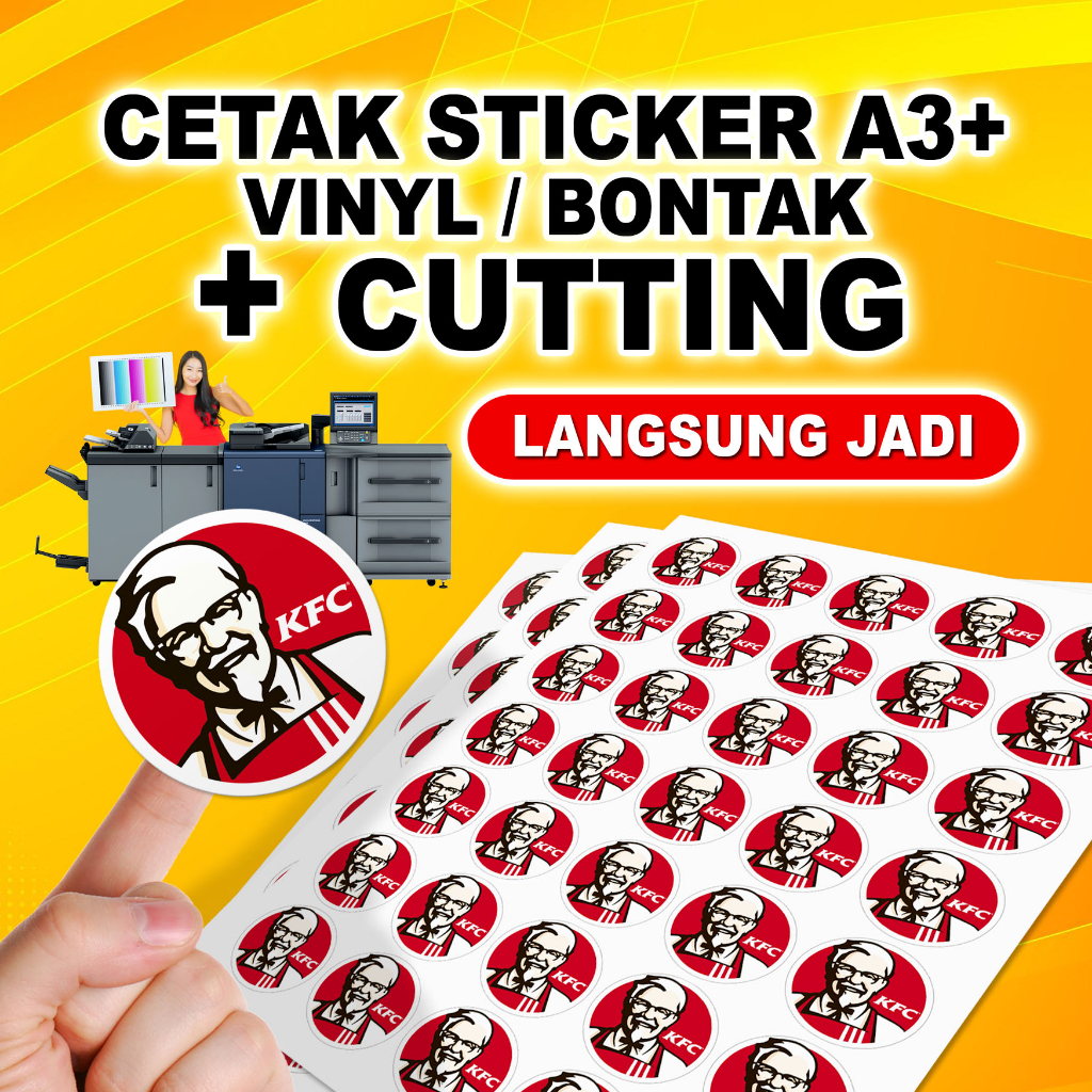 

Cetak Sticker Vinyl / sticker bontak + cutting A3+ / Sticker Club / Sticker Label / Sticker Cup / Sticker Komunitas