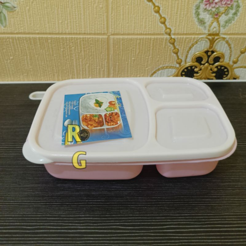 Tempat bekal | lunch box | kotak Nasi bekal anak | kotak nasi bekal 3 sekat