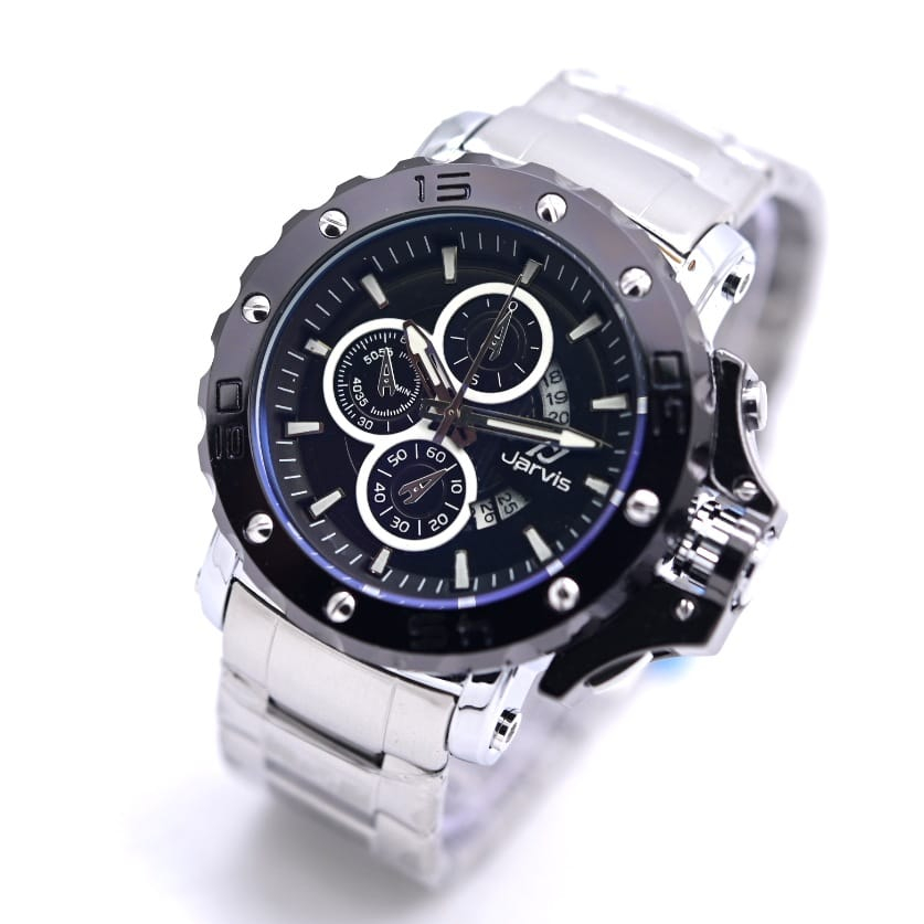 Jam Tangan Pria Jarvis Rantai Chrono Off Tgl Aktif Import