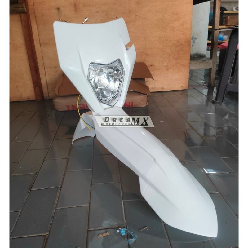 Spakbor depan ktm 250 dan Headlamp lampu depan ktm 250 2017 set Supermoto klx bf Dtracker Crf 150l
