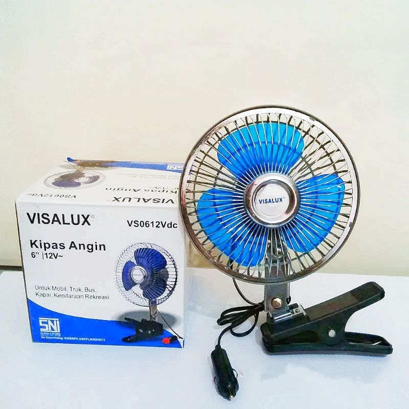 Kipas Angin Dc 12V 6 Inch Visalux / Kipas Angin Mobil 12 Volt 12W 6" / Kipas Angin Jepit Mobil Otomo