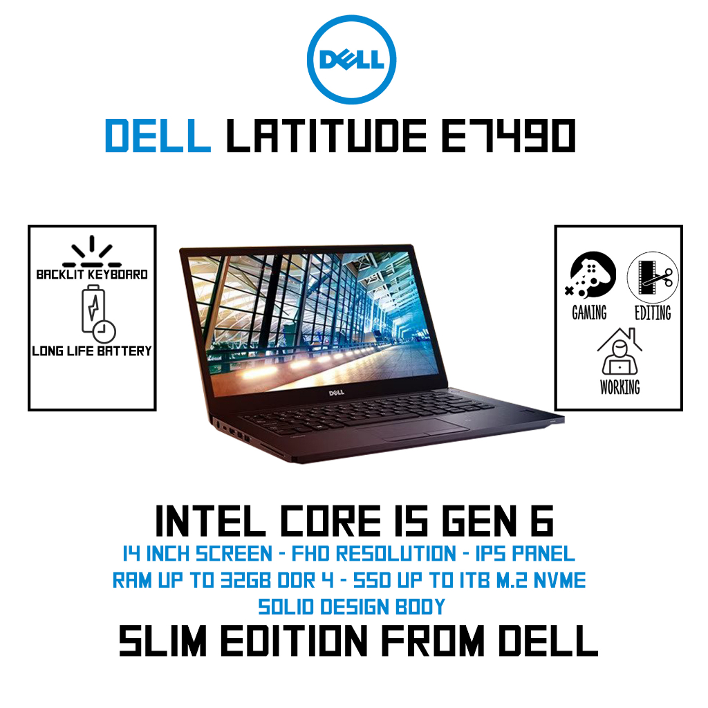 LAPTOP SECOND DELL LATITUDE 7490 CORE I5 GEN 8 RAM 32GB 1TB SSD SLIM