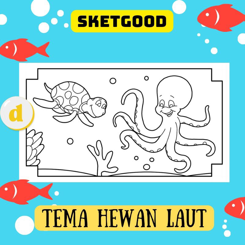 GAMBAR MEWARNAI - HEWAN LAUT - MEWARNAI GAMBAR  - SKETSA