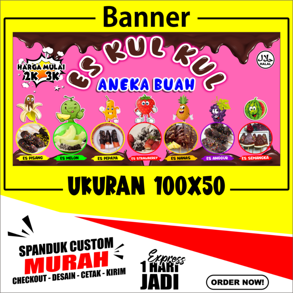 Banner ES KUL KUL, Spanduk ES KULKUL 100X50cm, COD, ES KUL KUL