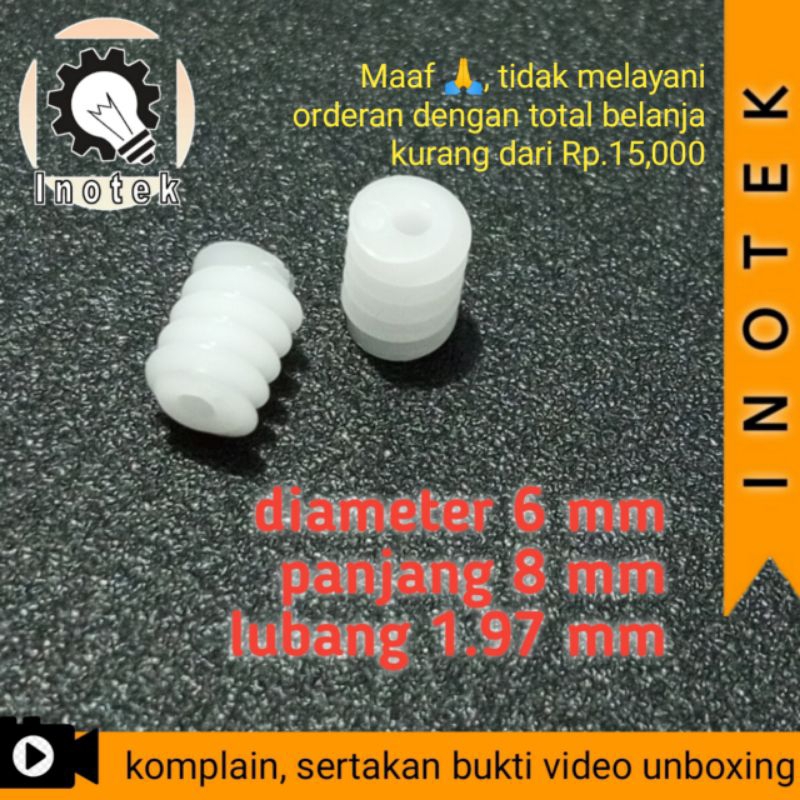 diameter 6 x 8mm plastik gir cacing worm gear modulus 0.5