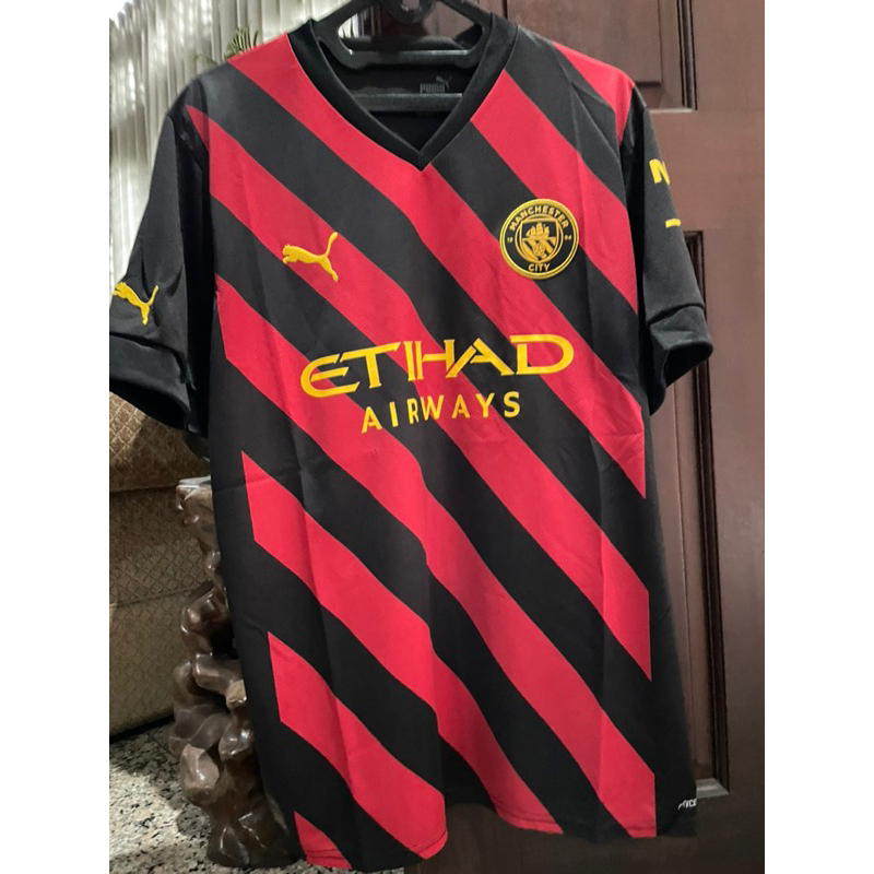 Jersey Kaos Bola Manchester City Away 2022/2023 Treble Winner Original