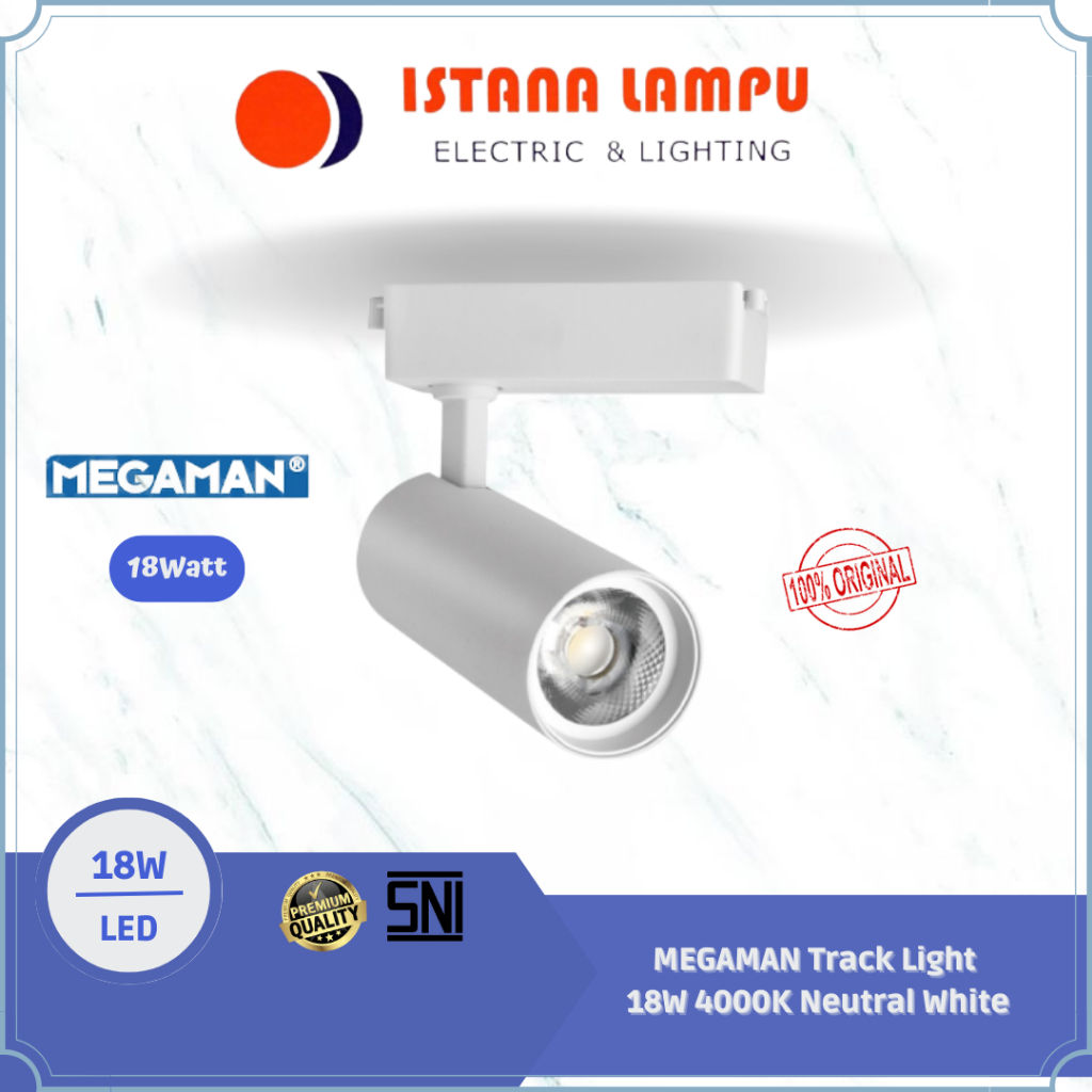 Lampu Sorot LED Track Light 18W Natural White 4000K Megaman