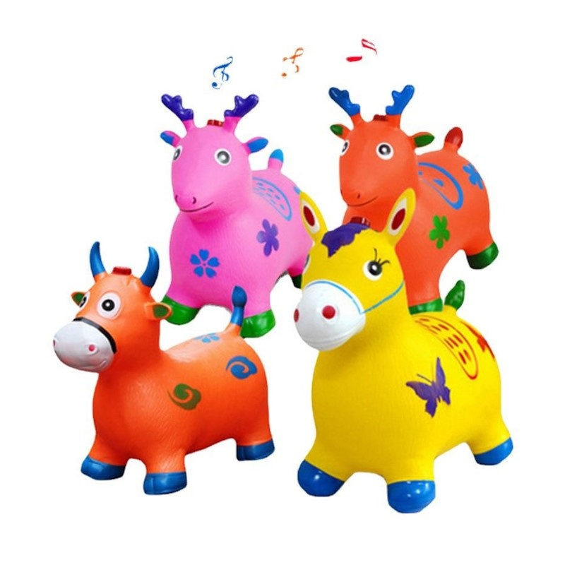 Mainan Jumping Animal / Mainan Kuda Kudaan Karet Ada Musik dan Lampu / Mainan Tunggang Anak / Kuda K